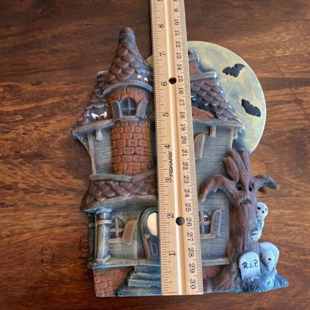 HALLOWEEN Vintage Chalkware Wall Haunted House - Picture 7 of 7